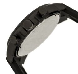 Image of Morphic Mens M19 Series Full-Function Chronograph Silicone Strap Watch Black Bezel, Black/Circle-shaped Case, Black/analog Dial, Black Hands MPH1905