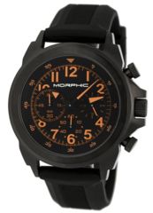 Image of Morphic Mens M19 Series Full-Function Chronograph Silicone Strap Watch Black Bezel, Black/Circle-shaped Case, Black/analog Dial, Black Hands MPH1905