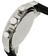 Image of Morphic Mens M19 Series Full-Function Chronograph Silicone Strap Watch Black Bezel, Silver/Circle-shaped Case, Silver/analog Dial, Silver Hands MPH1903