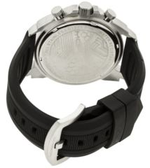 Image of Morphic Mens M19 Series Full-Function Chronograph Silicone Strap Watch Silver Bezel, Silver/Circle-shaped Case, Charcoal/analog Dial, Black Hands MPH1902