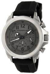 Image of Morphic Mens M19 Series Full-Function Chronograph Silicone Strap Watch Silver Bezel, Silver/Circle-shaped Case, Charcoal/analog Dial, Black Hands MPH1902