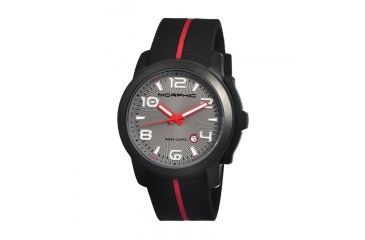 Image of Morphic M21 Series Watch,Black Silicone Band,Red Hand,Black Bezel,Grey Analog Dial,Strap Buckle MPH2106