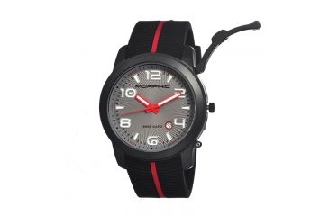 Image of Morphic M21 Series Watch,Black Silicone Band,Red Hand,Black Bezel,Grey Analog Dial,Strap Buckle MPH2106