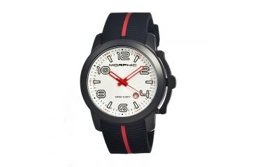 Image of Morphic M21 Series Watch,Black Silicone Band,Red Hand,Black Bezel,White Analog Dial,Strap Buckle MPH2104