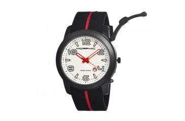 Image of Morphic M21 Series Watch,Black Silicone Band,Red Hand,Black Bezel,White Analog Dial,Strap Buckle MPH2104