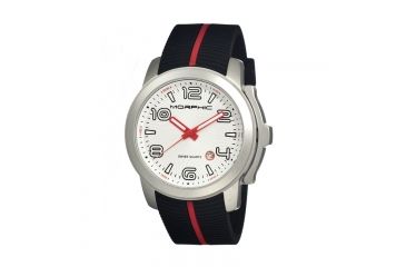 Image of Morphic M21 Series Watch,Black Silicone Band,Red Hand,Silver Bezel,White Analog Dial,Strap Buckle MPH2101