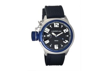 Image of Morphic M24 Series Watch,Black Silicone Band, Blue Bezel,Black Analog Dial,Strap Buckle MPH2405