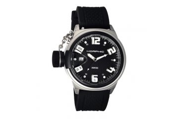 Image of Morphic M24 Series Watch,Black Silicone Band,Silver Hand,Black Bezel,Black Analog Dial,Strap Buckle MPH2401