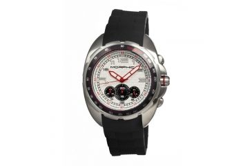Image of Morphic M25 Series Watch,Black Silicone Band,Red Hand,Silver Bezel,Silver Analog Dial,Fold Over Push Button Deployment MPH2501