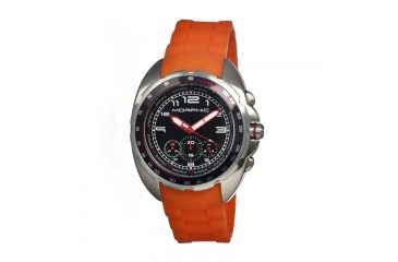 Image of Morphic M25 Series Watch,Orange Silicone Band,Red Hand,Silver Bezel,Black Analog Dial,Fold Over Push Button Deployment MPH2505