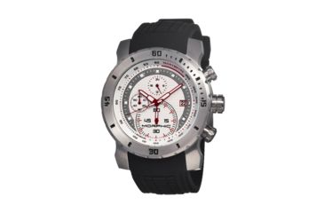 Image of Morphic M26 Series Watch,Black Silicone Band,Red Hand,Silver Bezel,White Analog Dial,Strap Buckle MPH2601