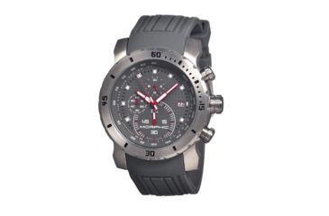 Image of Morphic M26 Series Watch,Grey Silicone Band,Red Hand,Silver Bezel,Grey Analog Dial,Strap Buckle MPH2603
