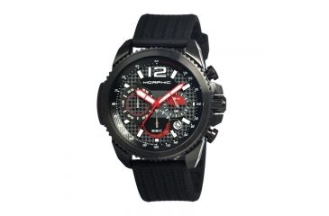 Image of Morphic M28 Series Watch,Black Silicone Band,Red Hand,Black Bezel,Black Analog Dial,Strap Buckle MPH2804