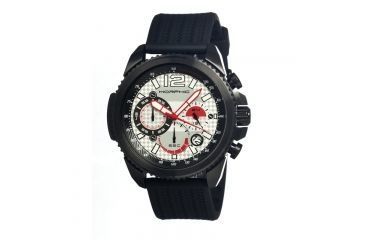 Image of Morphic M28 Series Watch,Black Silicone Band,Red Hand,Black Bezel,Silver Analog Dial,Strap Buckle MPH2803