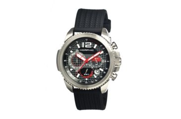 Image of Morphic M28 Series Watch,Black Silicone Band,Red Hand,Silver Bezel,Black Analog Dial,Strap Buckle MPH2802