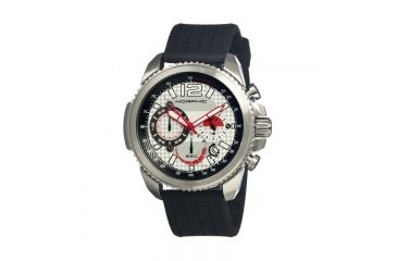 Image of Morphic M28 Series Watch,Black Silicone Band,Red Hand,Silver Bezel,Silver Analog Dial,Strap Buckle MPH2801