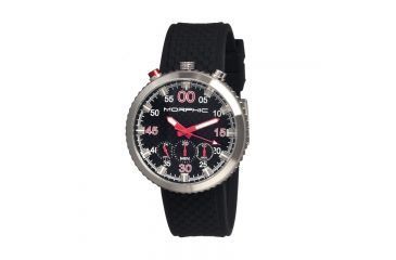 Image of Morphic M29 Series Watch,Black Silicone Band,Red Hand,Silver Bezel,Black Analog Dial,Strap Buckle MPH2902