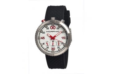 Image of Morphic M29 Series Watch,Black Silicone Band,Red Hand,Silver Bezel,White Analog Dial,Strap Buckle MPH2901