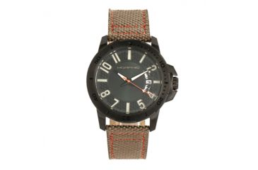Image of Morphic M70 Series Canvas-Overlaid Leather-Band Watch w/ Date, Black/Khaki, One Size, MPH7006