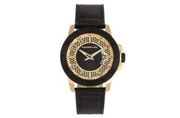 Image of Morphic M70 Series Canvas-Overlaid Leather-Band Watch w/ Date, Gold/Black, One Size, MPH7003