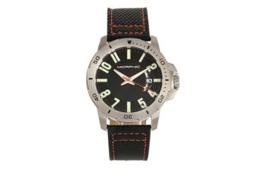 Image of Morphic M70 Series Canvas-Overlaid Leather-Band Watch w/ Date, Silver/Black, One Size, MPH7001