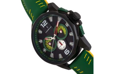 Image of Morphic M82 Series Chronograph Leather-Band Watch w/Date, Black/Green, One Size, MPH8206