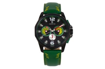 Image of Morphic M82 Series Chronograph Leather-Band Watch w/Date, Black/Green, One Size, MPH8206