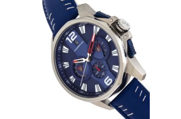 Image of Morphic M82 Series Chronograph Leather-Band Watch w/Date, Silver/Blue, One Size, MPH8203