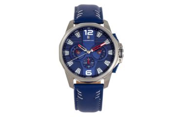 Image of Morphic M82 Series Chronograph Leather-Band Watch w/Date, Silver/Blue, One Size, MPH8203