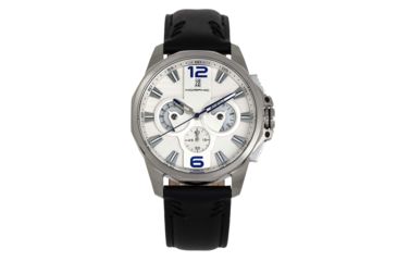 Image of Morphic M82 Series Chronograph Leather-Band Watch w/Date, Silver/White, One Size, MPH8201