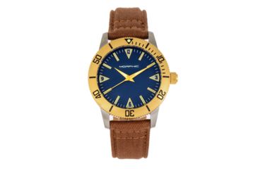 Image of Morphic M85 Series Canvas-Overlaid Leather-Band Watch, Gold/Brown, One Size, MPH8501