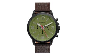 Image of Morphic M86 Series Chronograph Leather-Band Watch, Black/Dark Brown, One Size, MPH8607