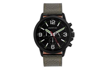 Image of Morphic M86 Series Chronograph Leather-Band Watch, Black/Olive, One Size, MPH8606