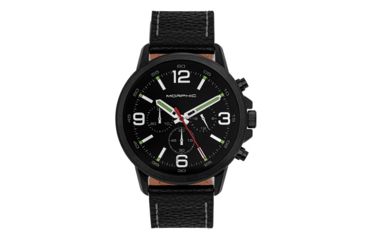 Image of Morphic M86 Series Chronograph Leather-Band Watch, Black, One Size, MPH8605