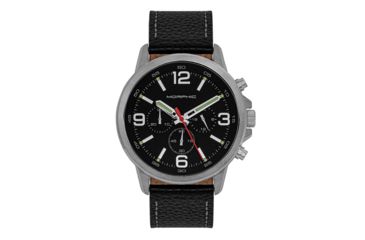 Image of Morphic M86 Series Chronograph Leather-Band Watch, Silver/Black, One Size, MPH8602