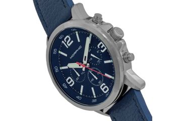 Image of Morphic M86 Series Chronograph Leather-Band Watch, Silver/Navy, One Size, MPH8603