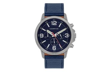 Image of Morphic M86 Series Chronograph Leather-Band Watch, Silver/Navy, One Size, MPH8603