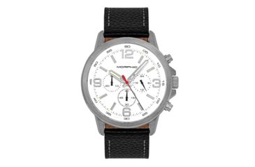 Image of Morphic M86 Series Chronograph Leather-Band Watch, Silver/White, One Size, MPH8601