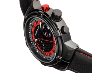 Image of Morphic M91 Series Chronograph Leather-Band Watch w/Date, Black/Red - Mens, MPH9104