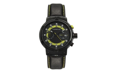 Image of Morphic M91 Series Chronograph Leather-Band Watch w/Date, Black/Yellow - Mens, MPH9106