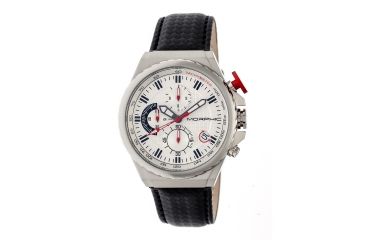 Image of Mens M39 Series Watch,43mm,Silver Analog Dial,Silver Bezel,Black Leather Band