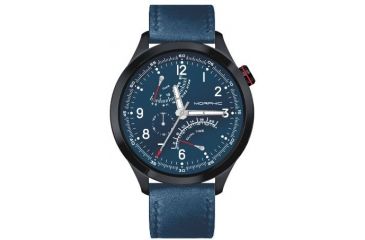 Image of Mens M44 Series Watch,44mm,Blue Dial,Black Bezel,Blue Leather Strap