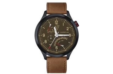 Image of Mens M44 Series Watch,44mm,Brown Dial,Black Bezel,Brown Leather Strap