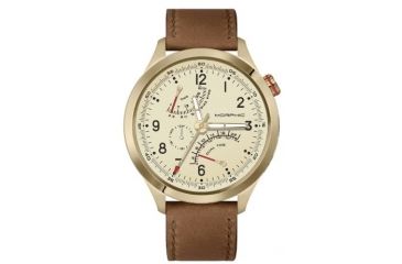 Image of Mens M44 Series Watch,44mm,Yellow Dial,Gold Bezel,Brown Leather Strap