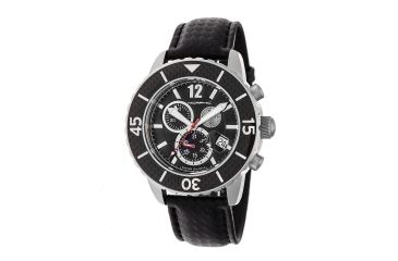 Image of Morphic M51 Series Chronograph Leather-Band Watch w/Date, Silver/Black, MPH5101