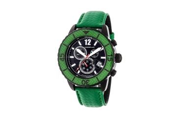 Image of Morphic M51 Series Chronograph Leather-Band Watch w/Date, Green, MPH5105