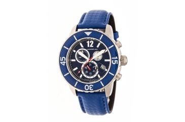 Image of Morphic M51 Series Chronograph Leather-Band Watch w/Date, Blue, MPH5107