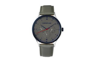 Image of Morphic M65 Series Leather-Band Watch w/Day/Date, Grey, MPH6505