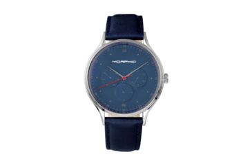 Image of Morphic M65 Series Leather-Band Watch w/Day/Date, Blue, MPH6506