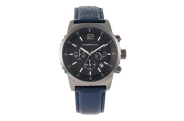 Image of Morphic M67 Series Chronograph Leather-Band Watch w/Date, Gunmetal/Blue, MPH6706